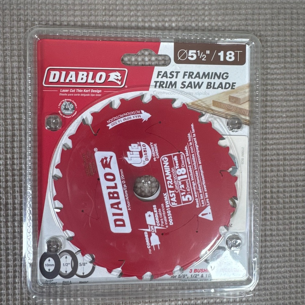 Diablo Saw Blade Unisex OS Red New Fast Framing Trim 5-1/2 Inch 18T D055018WMX